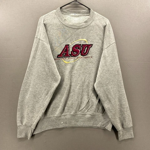 Vintage Arizona State Sun Devils Crewneck Mens Large Gray Sweater Sweatshirt Cover