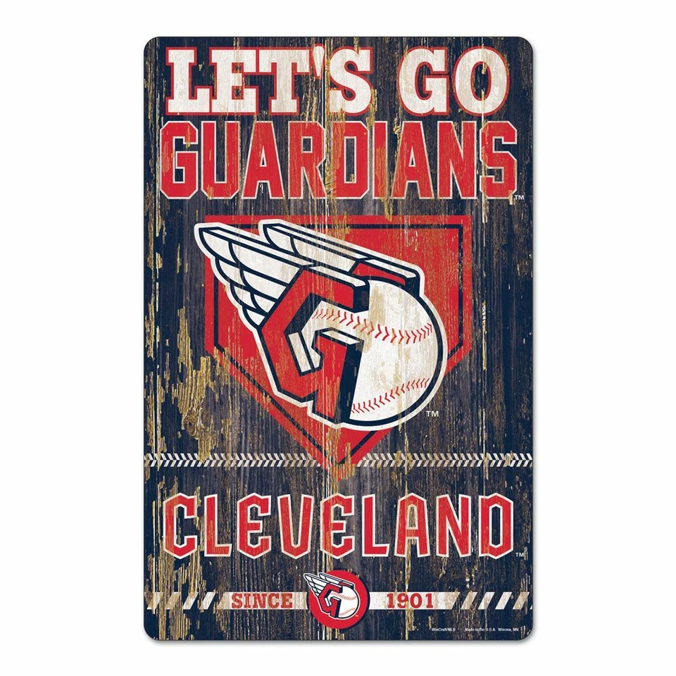 CLEVELAND GUARDIANS LET'S GO GUARDIANS SINCE 1901 WOOD SIGN 11"X17'' WINCRAFT - Image 1 of 1