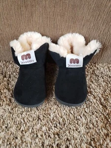 Keesky Faux Fur Lined Black Booties Boots Slippers Toddler 140MM (V) - Picture 1 of 11