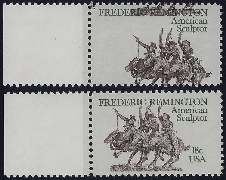 1934- 18c Huge 2-Way Color Shift Error / EFO " Frederick Remington" MNH (Stk2) - Image 1 of 1