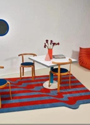 Red Blue Hand Tufted Hand Made Customized Carpet For Living Room Carpet - Image 1 of 2