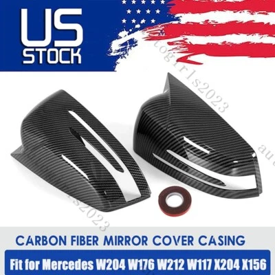 Tapas de fibra de carbono para espejo retrovisor Mercedes-Benz W204 W212 W176 CLA250 Foto 1 de 4