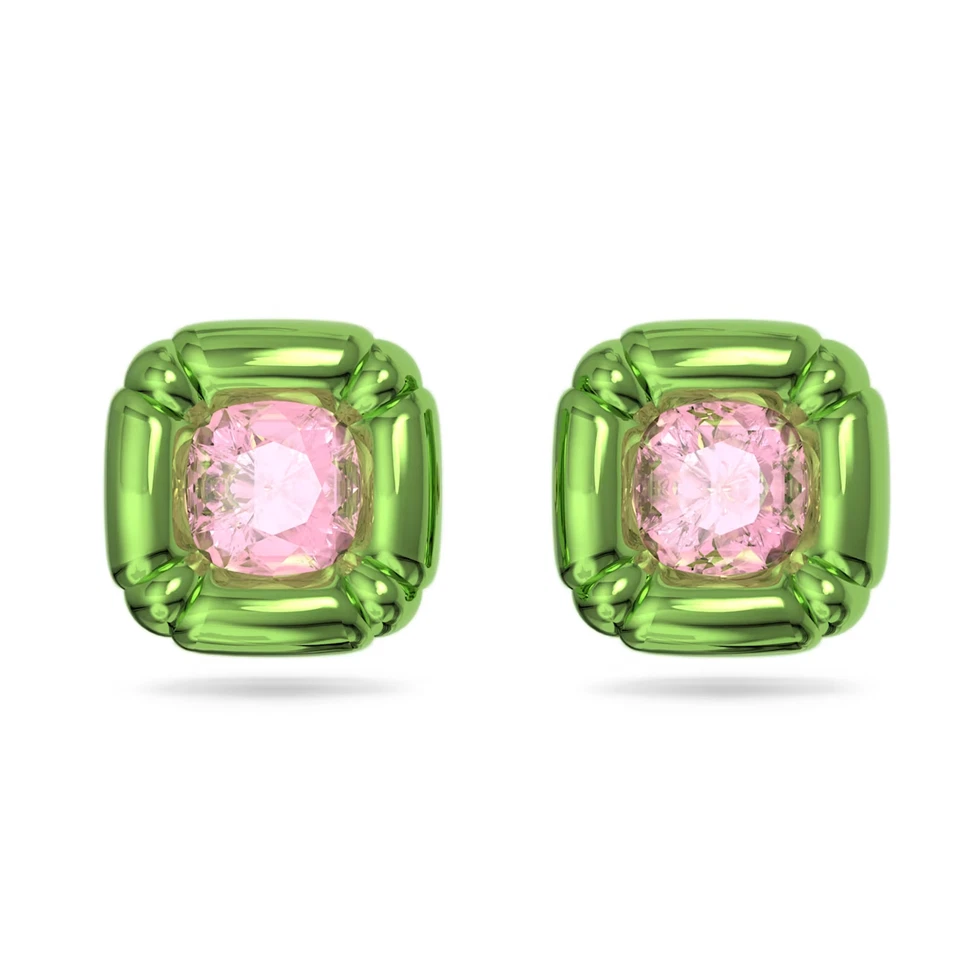 100 Authentic Swarovski Green Pink Bold Dulcis Stud Earrings 5600778