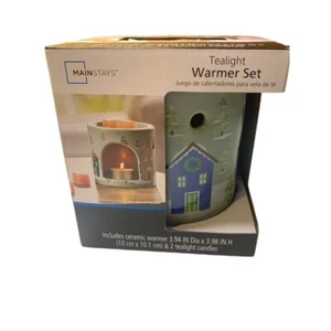 Mainstays Holiday Winter Neu Teelichtwärmer Set mit Kerzen - Bild 1 von 7