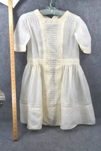 antique Edwardian girls dress drop waist white lawn/lace bust 34 original 1890 - Picture 1 of 9