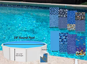 24' Round 25 Gauge Overlap Above Ground Swimming Pool Liner - (Choose Pattern) - Picture 1 of 21
