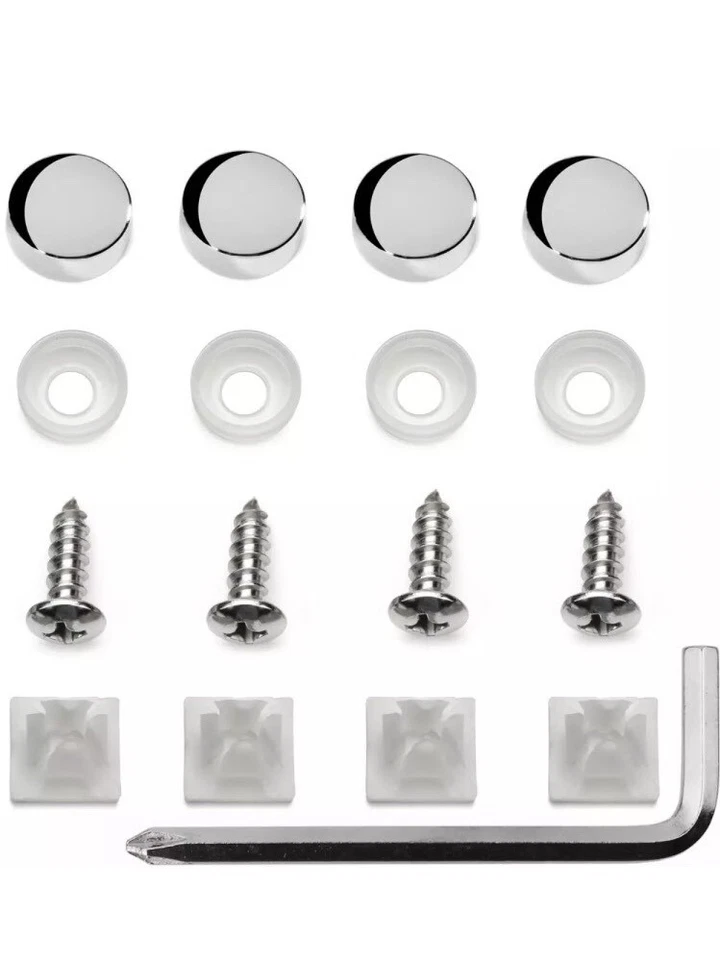Rust Resistant Stainless Steel License Plate Frame Screws Fasteners + Chrome Scr - Image 1 of 1