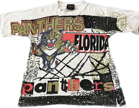 Vintage 1994 Florida Panthers Magic Johnson T All Over Print Shirt / Youth XL Cover