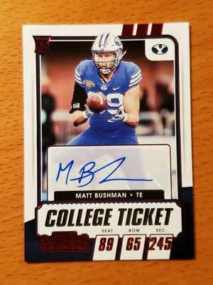 2021 Contenders Draft Red Foil #171 Matt Bushman BYU Rookie TE Auto SP - Image 1 of 2