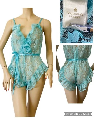 Body Lencería Coqueta Vintage Victoria’s Secret CROWN Etiqueta Años 80 Peluche S-M Foto 1 de 4