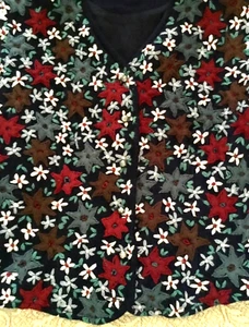 Vintage 1970s MONSOON Designer Woollen Waistcoat Vest Embroidered Flowers Wool - Picture 1 of 12