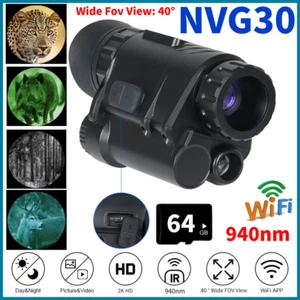 NVG30 Night Vision Goggles Monocular Infrared 1920x1080p WiFi Hunting +Mount - Picture 1 of 25