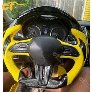 Volante LED de fibra de carbono ajuste térmico 17+ Q60 2019+ Infiniti Q50 con moldura - Imagen 1 de 13