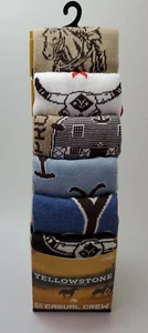 Yellowstone Men's Crew Socks, 6 Pair, Shoe Size 8-12 Unisex Bioworld - Picture 1 of 11