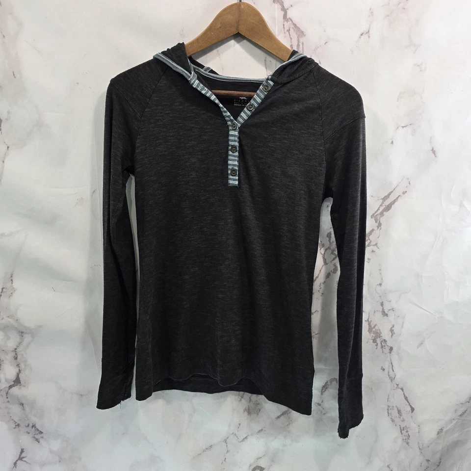Camisa Horny Toad Para Mujer XS Gris Con Capucha Henley Pullover Algodón Orgánico Larga  Foto 1 de 4