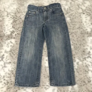 Levis 505 Jeans Boys 5 Blue 20x16 Denim Cotton Vtg Regular Distressed Faded Blue - Picture 1 of 12