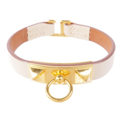 HERMÈS Bracciale Hermes Veau Swift in pelle bianco