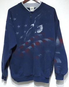 Vintage Artisans ADLER USA FLAGGE AOP Sweatshirt L Large 80er/90er Amerika Sterne Streifen - Bild 1 von 11