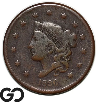 1836 Large Cent, Coronet Head - Image 1 of 3