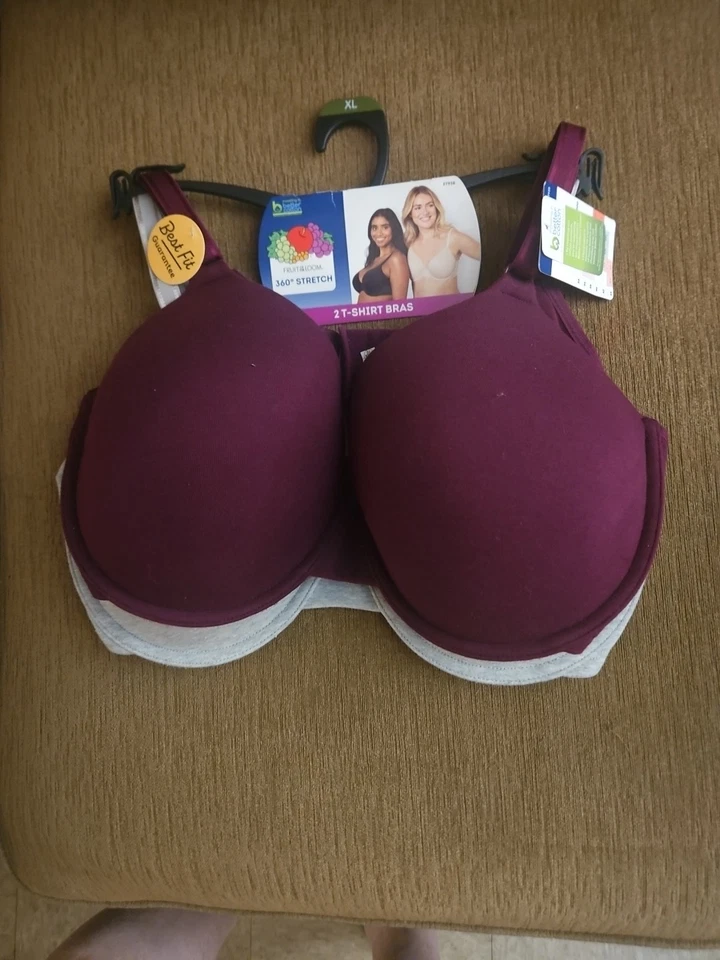 Paquete de 2 sujetadores camiseta con aros ligeramente forrados talla XL Fruit Of The Loom para mujer Foto 1 de 1