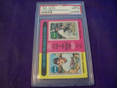 1975 TOPPS #207 1969 MVP'S HARMON KILLEBREW AND WILLIE MCCOVEY PSA 9 - Image 1 of 2