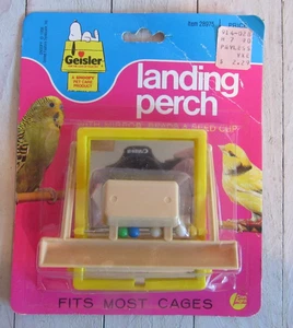 Vtg Geisler Landing Perch for Bird Cage Plastic Mirror Beads & Seed Cup NIP - Picture 1 of 3