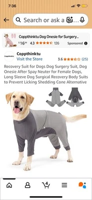 Pijama para perro traje de cirugía - traje de algodón de cuatro patas para perros grandes Foto 1 de 3