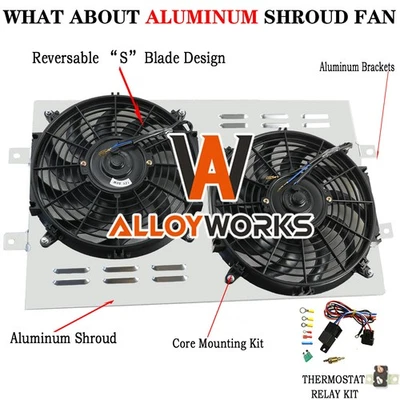 SHROUD+Electric Fans+RELAY fits1963-1968 CHEVY  CHEVELLE IMPALA BISCAYNE BEL AIR Foto 1 de 4