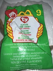 Ty Teenie Beanie Baby Claude The Crab Plush McDonald's Toy Vintage - Picture 1 of 3