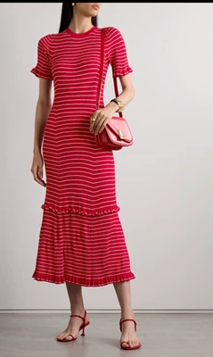 Altuzarra delpini red striped knit maxi dress XL - Image 1 of 4