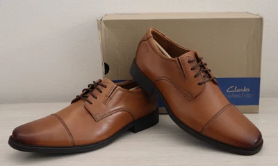 Clarks 26130096 Men's Sz 9.5M Dark Tan Leather Tilden Cap Toe Oxford Shoes - Image 1 of 4