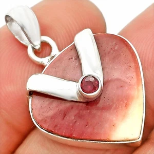 Natural Red Mookaite & Garnet 925 Sterling Silver Pendant Jewelry P-1735 - Picture 1 of 5