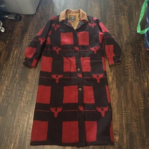 Woolrich ~ Elk Buffalo kariert ~ Damen Medium ~ langer Trenchcoat/Jacke - Bild 1 von 7