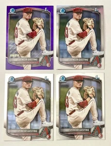 2025 Bowman Chrome #BCP-165 Spencer Giesting Purple Wave #'d /250 + Base (4x) - Picture 1 of 2