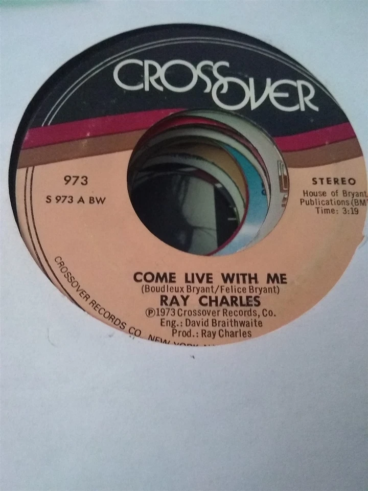 Ray Charles, Come Live With Me ~ 1973 Crossover 45 Foto 1 de 1