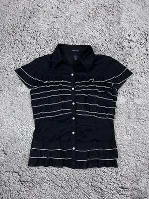 Vintage Anna Sui Striped Short sleeve Blouse Shirt Gothic S - Image 1 of 4