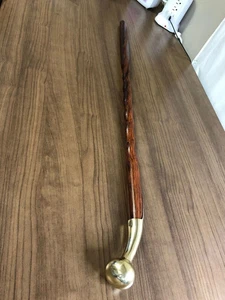 Brazos Brown Handcrafted Exotic Wooden And Brass Walking Cane Stick knob Handle - Picture 1 of 10