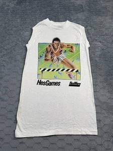 Maglietta vintage HesGames uomo grande bianca HesWare pista olimpica runner anni 80 maglietta - Foto 1 di 1