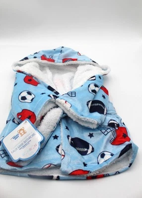 Cómoda bata de baño con capucha de visón sintético azul deportiva talla única 0-18 meses nueva con etiquetas Foto 1 de 4