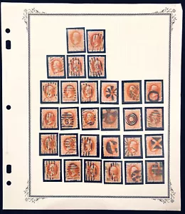 U.S: USED 2¢ VERMILION JACKSON CANCELLATION STUDY (29 STAMPS) - Imagen 1 de 3