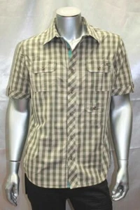 Men's Cavi Olive | White Plaid Short Sleeve Button Down Shirt - Picture 1 of 3