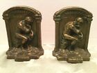 Vintage Set Of Cast Iron Bookends Featuring The Thinker