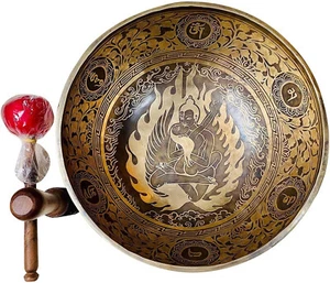 Singing Bowl Nepal -12 Inches Master Healing"Buddha Shakti Carved Singing Bowl - Picture 1 of 9