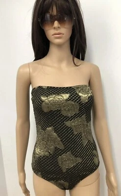 Traje de baño Chanel 2017 PariS Cuba dorado negro BIKINI cuerpo camelia talla M (42) Foto 1 de 4