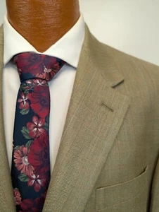 Ralph Lauren Blazer Men 44R Herringbone Plaid Beige Classic Silk Wool Jacket - Picture 1 of 9