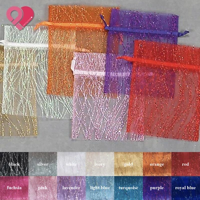 Bolsa bolsa de caramelos a granel brillante a rayas organza boda fiesta regalo 12 Foto 1 de 4