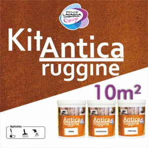 Kit Vernice Effetto Ruggine Pittura Corten Fondo - Attivatore - Finitura 10 M² - Foto 1 di 12