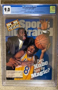 KOBE BRYANT 1ST COVER MAGIC JOHNSON SPORTS ILLUSTRATED APRIL 27, 1998 CGC 9.0sub - Picture 1 of 4