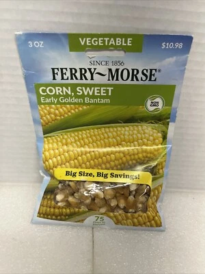 Semillas de maíz dulce Ferry-Morse gallo dorado temprano sin OGM 3 OZ 75 días para cosechar Foto 1 de 3