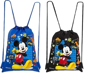 2 pc Disney Mickey Mouse GOSH Drawstring Backpack Child Sling Gym Bag Black Blue - Picture 1 of 5